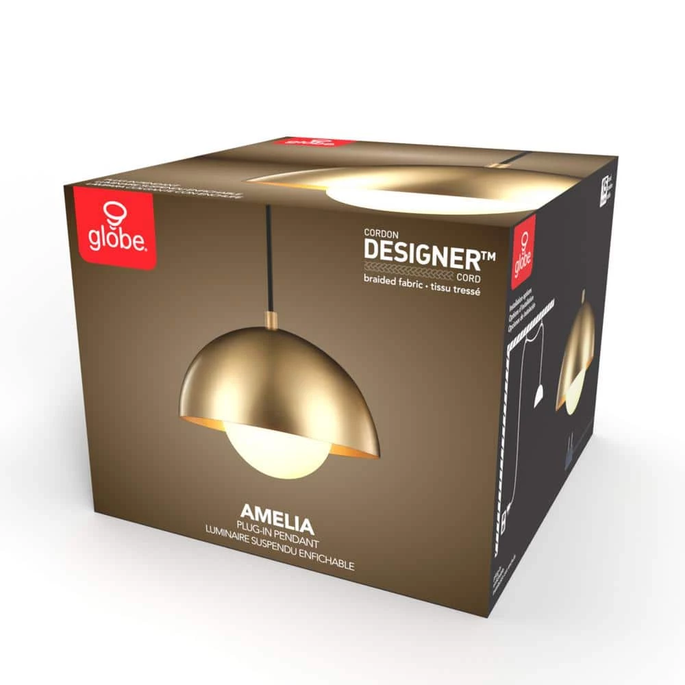Amelia 1-Light Matte Brass Mini Pendant Light with Frosted Glass Shade by Globe Electric 8 Amelia 1-Light Matte Brass Mini Pendant Light with Frosted Glass Shade by Globe Electric - Image 8