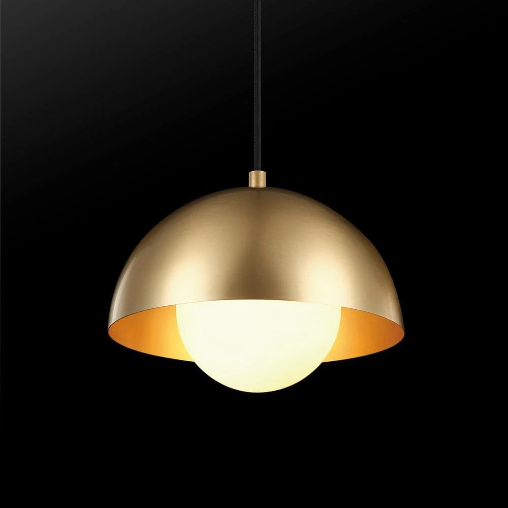 Amelia 1-Light Matte Brass Mini Pendant Light with Frosted Glass Shade by Globe Electric 2 Amelia 1-Light Matte Brass Mini Pendant Light with Frosted Glass Shade by Globe Electric - Image 2