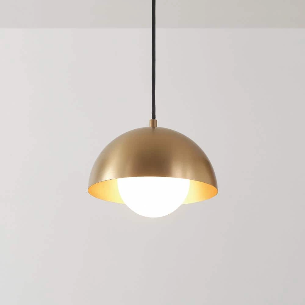 Amelia 1-Light Matte Brass Mini Pendant Light with Frosted Glass Shade by Globe Electric 7 Amelia 1-Light Matte Brass Mini Pendant Light with Frosted Glass Shade by Globe Electric - Image 7
