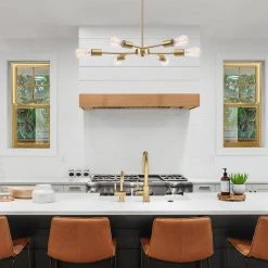 6-Light Matte Brass Chandelier with Adjustable Hanging Height by Globe Electric -Deals Globe Electric Store matte brass globe electric chandeliers 91002871 31 1000