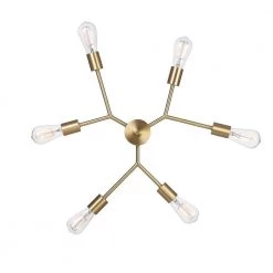 6-Light Matte Brass Chandelier with Adjustable Hanging Height by Globe Electric -Deals Globe Electric Store matte brass globe electric chandeliers 91002871 44 1000