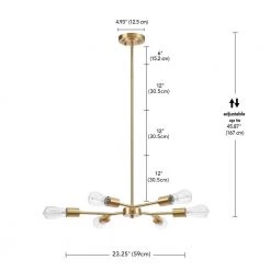 6-Light Matte Brass Chandelier with Adjustable Hanging Height by Globe Electric -Deals Globe Electric Store matte brass globe electric chandeliers 91002871 4f 1000