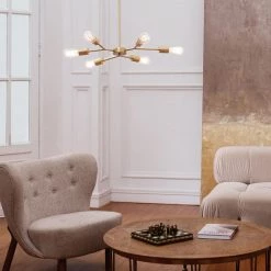 6-Light Matte Brass Chandelier with Adjustable Hanging Height by Globe Electric -Deals Globe Electric Store matte brass globe electric chandeliers 91002871 c3 1000