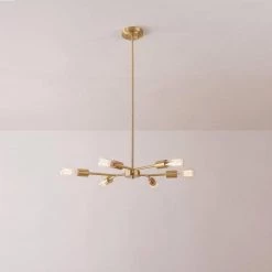 6-Light Matte Brass Chandelier with Adjustable Hanging Height by Globe Electric -Deals Globe Electric Store matte brass globe electric chandeliers 91002871 fa 1000