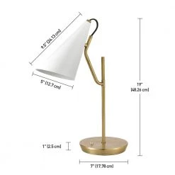 Hartford 18 in. Matte Brass Desk Lamp with Matte White Shade by Globe Electric -Deals Globe Electric Store matte brass globe electric desk lamps 52096 1f 1000