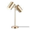 Pratt 20 in. 2-Light Matte Brass Desk Lamp with Rotary Switch on Shades by Globe Electric