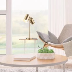 Pratt 20 in. 2-Light Matte Brass Desk Lamp with Rotary Switch on Shades by Globe Electric -Deals Globe Electric Store matte brass globe electric desk lamps 52913 c3 1000