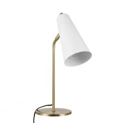 Aemilia 18 in. Matte Brass Desk Lamp with Matte White Shade, CEC Title 20 LED Bulb Included by Globe Electric