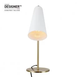 Aemilia 18 in. Matte Brass Desk Lamp with Matte White Shade, CEC Title 20 LED Bulb Included by Globe Electric -Deals Globe Electric Store matte brass globe electric desk lamps 91000434 fa 1000