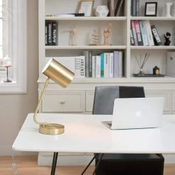 Jordan 15 in. Matte Brass Desk Lamp with In-Line On/Off Rocker Switch by Globe Electric -Deals Globe Electric Store matte brass globe electric desk lamps 91000674 31 1000