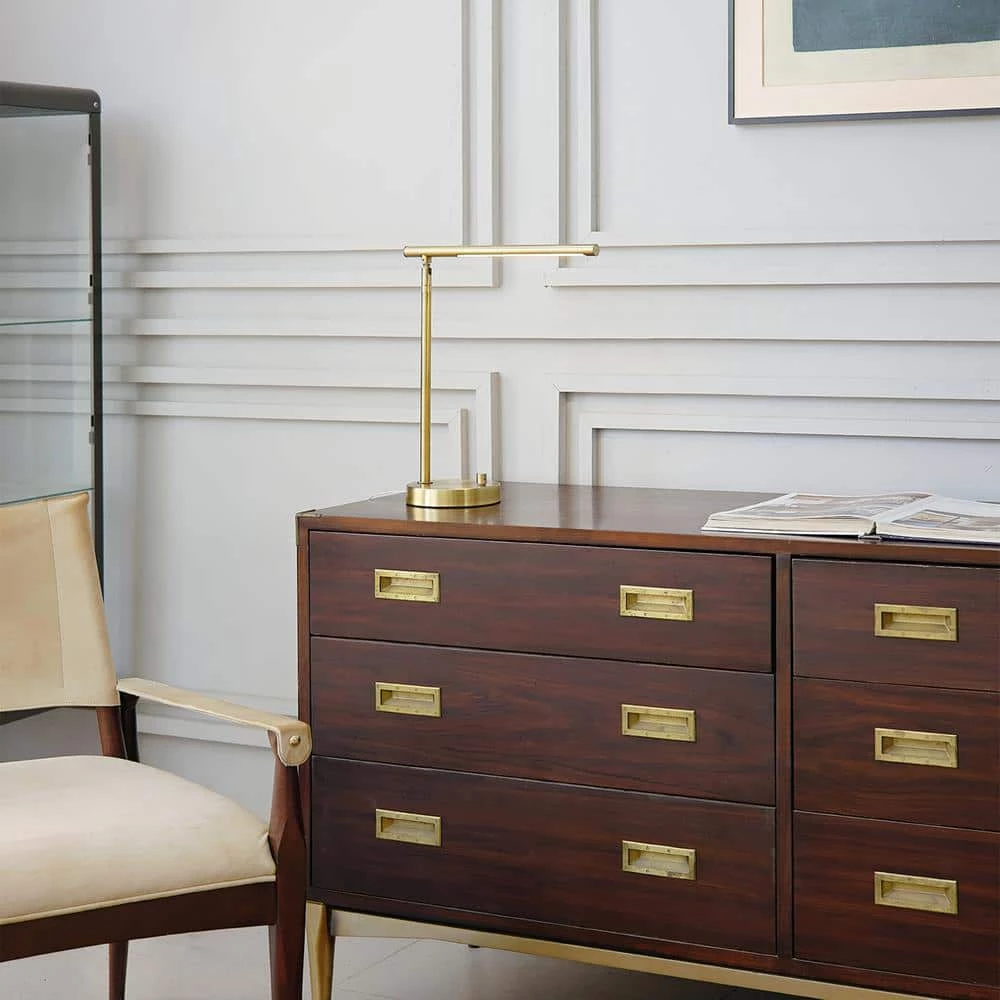 Ross 16 in. Matte Brass LED Integrated Desk Lamp with 2.1A USB Port by Globe Electric 4 Ross 16 in. Matte Brass LED Integrated Desk Lamp with 2.1A USB Port by Globe Electric - Image 4