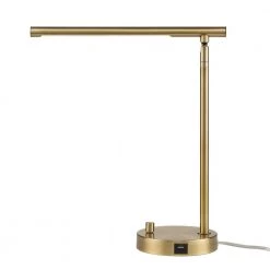 Ross 16 in. Matte Brass LED Integrated Desk Lamp with 2.1A USB Port by Globe Electric