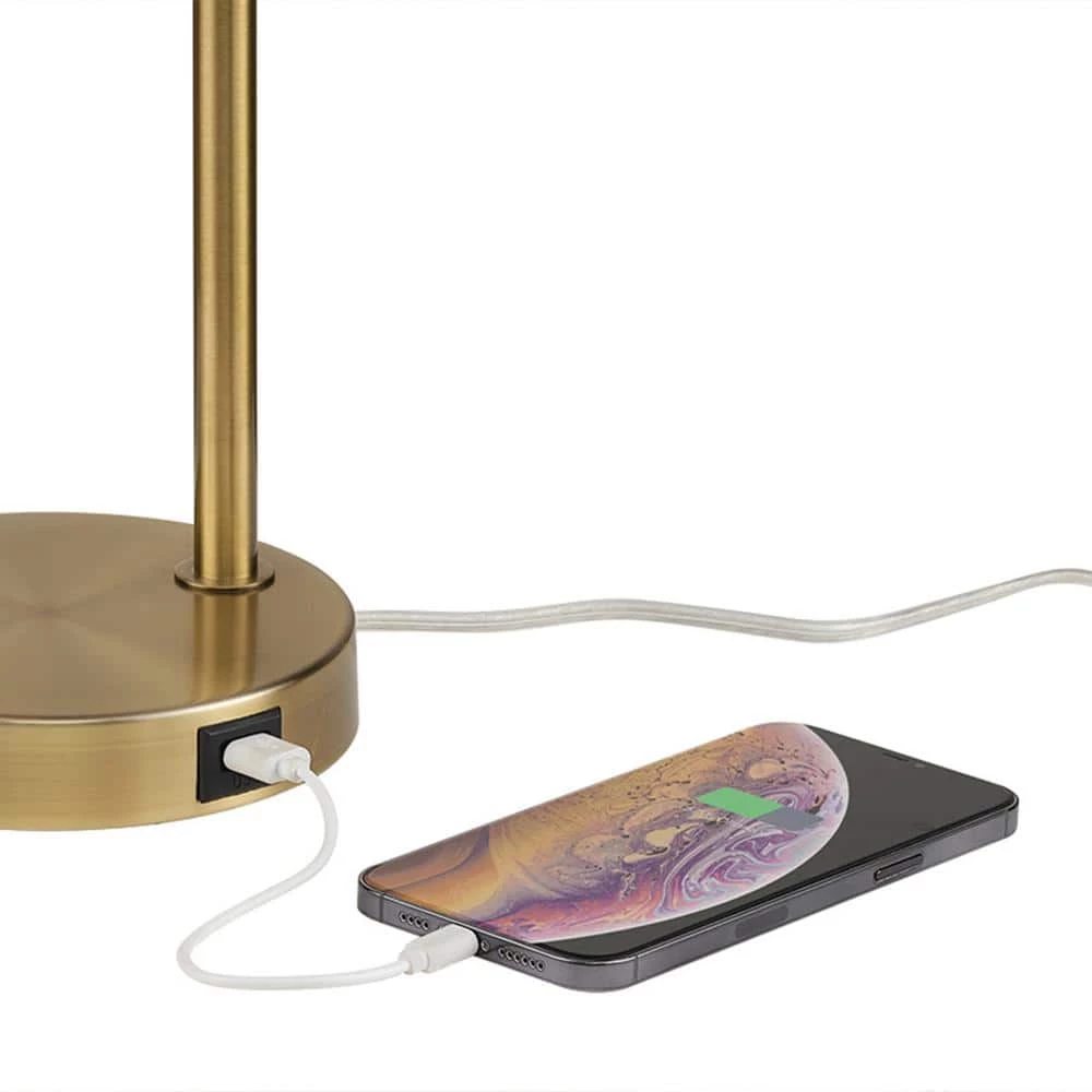 Ross 16 in. Matte Brass LED Integrated Desk Lamp with 2.1A USB Port by Globe Electric 9 Ross 16 in. Matte Brass LED Integrated Desk Lamp with 2.1A USB Port by Globe Electric - Image 9