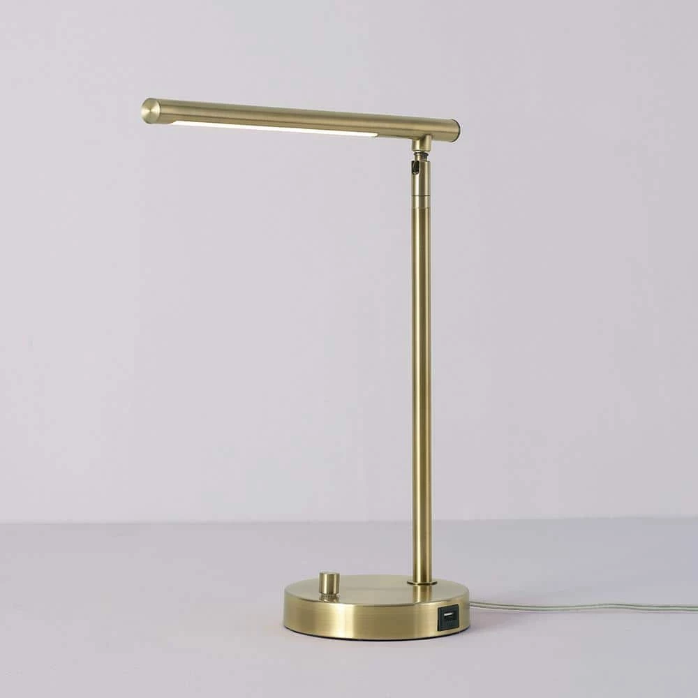 Ross 16 in. Matte Brass LED Integrated Desk Lamp with 2.1A USB Port by Globe Electric 7 Ross 16 in. Matte Brass LED Integrated Desk Lamp with 2.1A USB Port by Globe Electric - Image 7