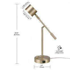 Aristocrat 16 in. Matte Brass LED Integrated Desk Lamp with 2.1A USB Port by Globe Electric 14 Aristocrat 16 in. Matte Brass LED Integrated Desk Lamp with 2.1A USB Port by Globe Electric -Deals Globe Electric Store matte brass globe electric desk lamps 91000680 1f 1000
