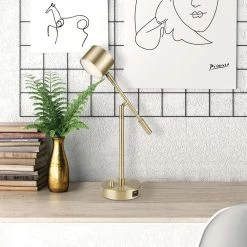 Aristocrat 16 in. Matte Brass LED Integrated Desk Lamp with 2.1A USB Port by Globe Electric 19 Aristocrat 16 in. Matte Brass LED Integrated Desk Lamp with 2.1A USB Port by Globe Electric -Deals Globe Electric Store matte brass globe electric desk lamps 91000680 31 1000