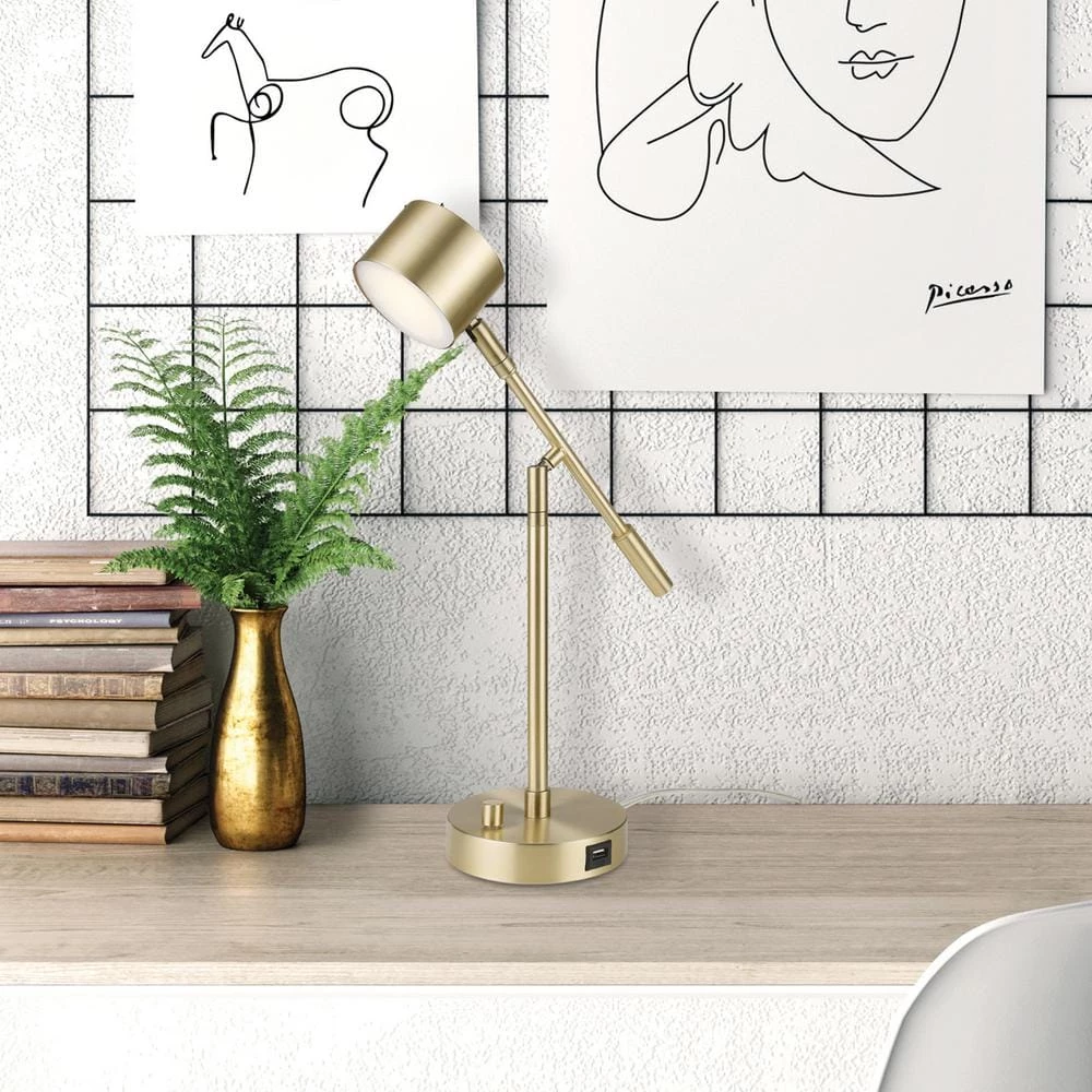 Aristocrat 16 in. Matte Brass LED Integrated Desk Lamp with 2.1A USB Port by Globe Electric 10 Aristocrat 16 in. Matte Brass LED Integrated Desk Lamp with 2.1A USB Port by Globe Electric - Image 10