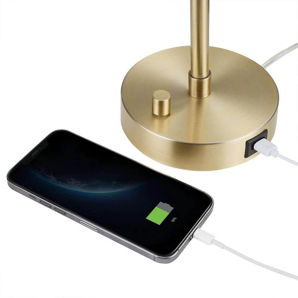 Aristocrat 16 in. Matte Brass LED Integrated Desk Lamp with 2.1A USB Port by Globe Electric 9 Aristocrat 16 in. Matte Brass LED Integrated Desk Lamp with 2.1A USB Port by Globe Electric - Image 9