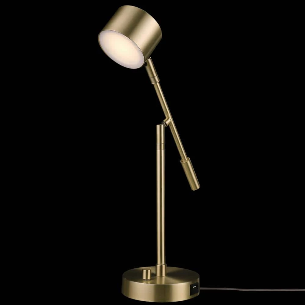 Aristocrat 16 in. Matte Brass LED Integrated Desk Lamp with 2.1A USB Port by Globe Electric 2 Aristocrat 16 in. Matte Brass LED Integrated Desk Lamp with 2.1A USB Port by Globe Electric - Image 2