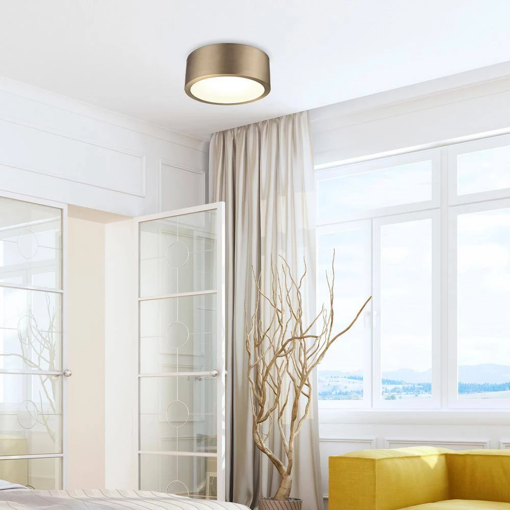 Edinburg 10.2 in. Matte Brass LED Integrated Flush Mount with Frosted Glass Shade by Globe Electric 11 Edinburg 10.2 in. Matte Brass LED Integrated Flush Mount with Frosted Glass Shade by Globe Electric - Image 11