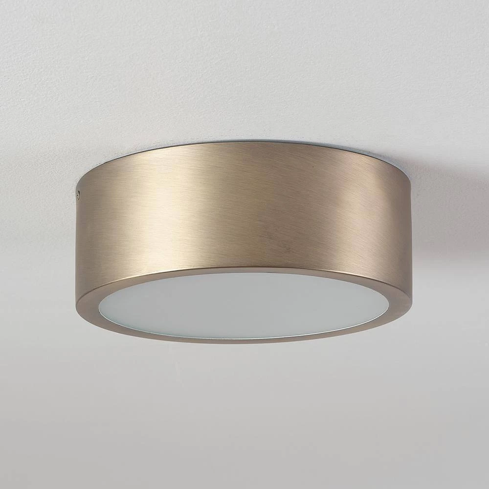 Edinburg 10.2 in. Matte Brass LED Integrated Flush Mount with Frosted Glass Shade by Globe Electric 3 Edinburg 10.2 in. Matte Brass LED Integrated Flush Mount with Frosted Glass Shade by Globe Electric - Image 3