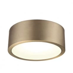 Edinburg 10.2 in. Matte Brass LED Integrated Flush Mount with Frosted Glass Shade by Globe Electric