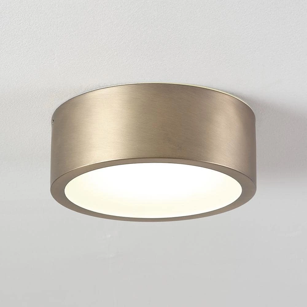 Edinburg 10.2 in. Matte Brass LED Integrated Flush Mount with Frosted Glass Shade by Globe Electric 4 Edinburg 10.2 in. Matte Brass LED Integrated Flush Mount with Frosted Glass Shade by Globe Electric - Image 4