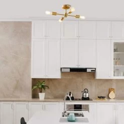 Vane 17 in. 4-Light Matte Brass Semi-Flush Mount by Globe Electric -Deals Globe Electric Store matte brass globe electric flush mount lights 61122 1f 1000