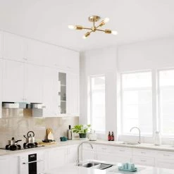 Vane 17 in. 4-Light Matte Brass Semi-Flush Mount by Globe Electric -Deals Globe Electric Store matte brass globe electric flush mount lights 61122 4f 1000