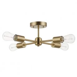 Vane 17 in. 4-Light Matte Brass Semi-Flush Mount by Globe Electric
