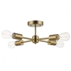 Vane 17 in. 4-Light Matte Brass Semi-Flush Mount by Globe Electric -Deals Globe Electric Store matte brass globe electric flush mount lights 61122 76 1000