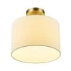 Jonas 12 in. 1-Light Matte Brass Flush Mount with White Linen Shade by Globe Electric