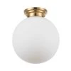 Portland 11.8 in. 1-Light Matte Brass Semi-Flush Mount Ceiling Light with Opal Glass Shade by Globe Electric