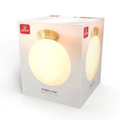 Portland 11.8 in. 1-Light Matte Brass Semi-Flush Mount Ceiling Light with Opal Glass Shade by Globe Electric -Deals Globe Electric Store matte brass globe electric flush mount lights 91002191 76 1000