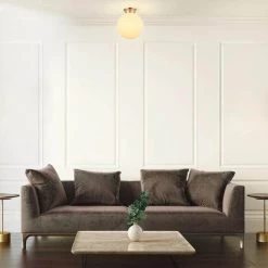 Portland 11.8 in. 1-Light Matte Brass Semi-Flush Mount Ceiling Light with Opal Glass Shade by Globe Electric -Deals Globe Electric Store matte brass globe electric flush mount lights 91002191 c3 1000