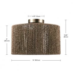 14 in. 1-Light Matte Brass Semi-Flush Mount Ceiling Light with Paper Twine Shade by Globe Electric 12 14 in. 1-Light Matte Brass Semi-Flush Mount Ceiling Light with Paper Twine Shade by Globe Electric -Deals Globe Electric Store matte brass globe electric flush mount lights 91002844 66 1000