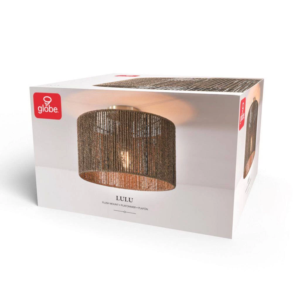 14 in. 1-Light Matte Brass Semi-Flush Mount Ceiling Light with Paper Twine Shade by Globe Electric 9 14 in. 1-Light Matte Brass Semi-Flush Mount Ceiling Light with Paper Twine Shade by Globe Electric - Image 9