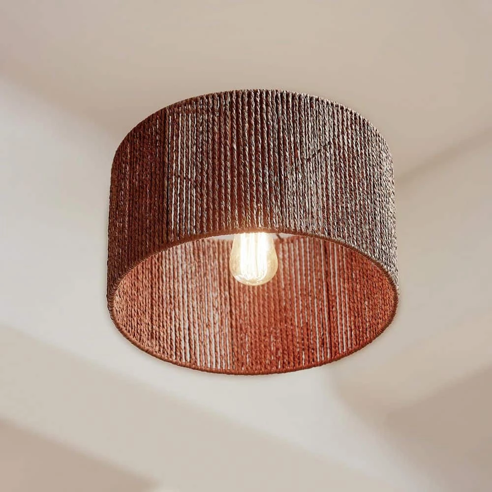 14 in. 1-Light Matte Brass Semi-Flush Mount Ceiling Light with Paper Twine Shade by Globe Electric 8 14 in. 1-Light Matte Brass Semi-Flush Mount Ceiling Light with Paper Twine Shade by Globe Electric - Image 8