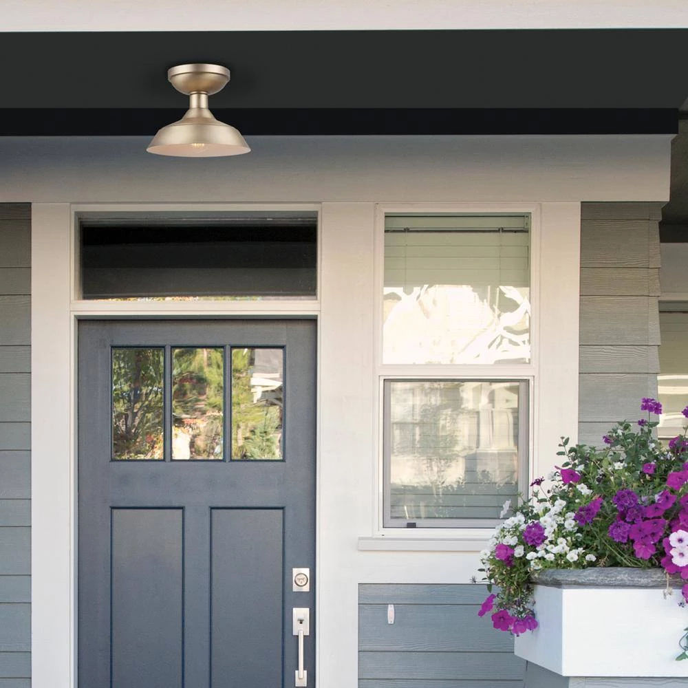 Kurt 1-Light Matte Brass Outdoor Indoor Semi-Flush Mount Light by Globe Electric 11 Kurt 1-Light Matte Brass Outdoor Indoor Semi-Flush Mount Light by Globe Electric - Image 11