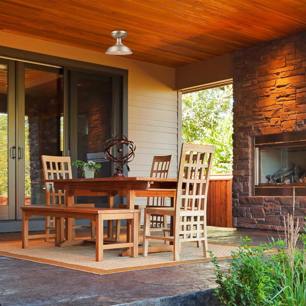 Kurt 1-Light Matte Brass Outdoor Indoor Semi-Flush Mount Light by Globe Electric 8 Kurt 1-Light Matte Brass Outdoor Indoor Semi-Flush Mount Light by Globe Electric - Image 8