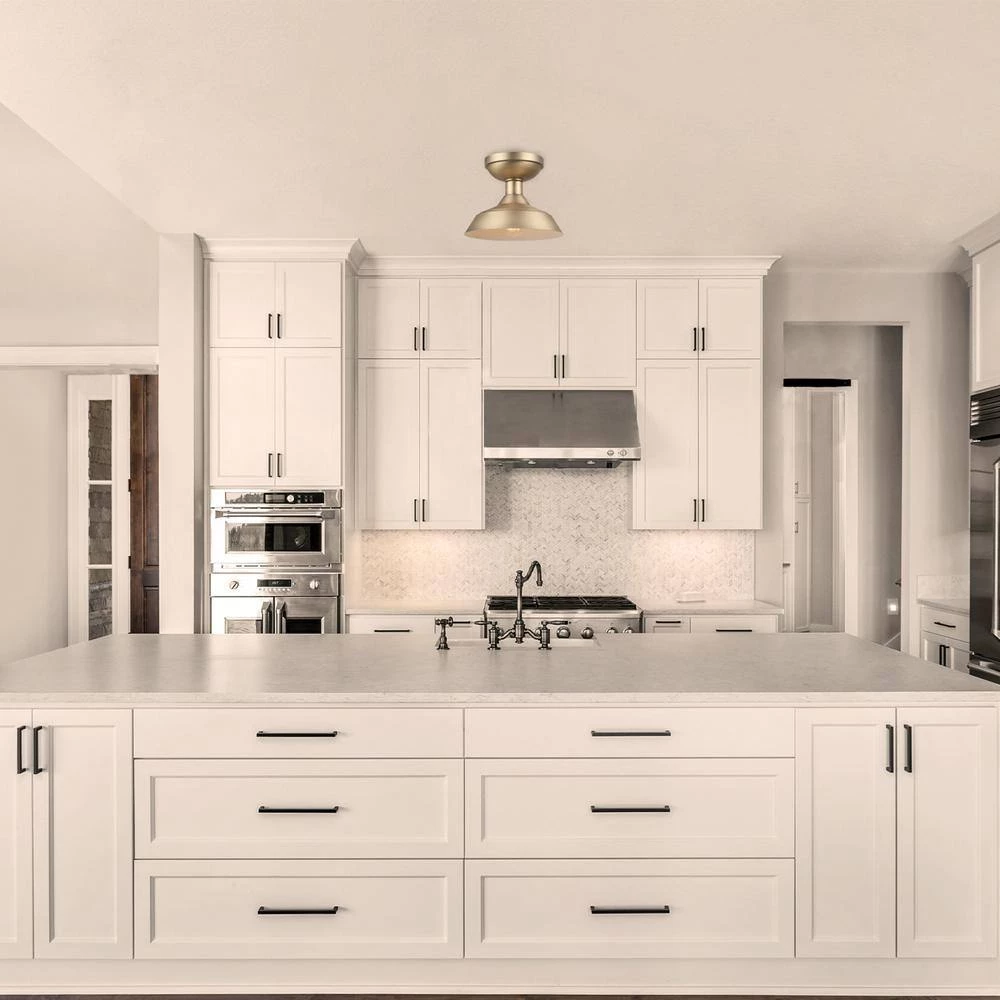 Kurt 1-Light Matte Brass Outdoor Indoor Semi-Flush Mount Light by Globe Electric 6 Kurt 1-Light Matte Brass Outdoor Indoor Semi-Flush Mount Light by Globe Electric - Image 6