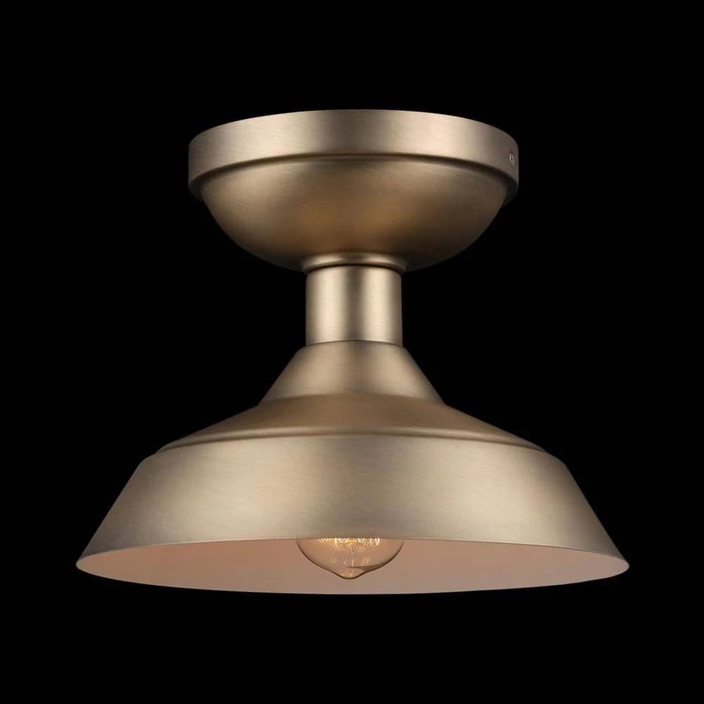 Kurt 1-Light Matte Brass Outdoor Indoor Semi-Flush Mount Light by Globe Electric 2 Kurt 1-Light Matte Brass Outdoor Indoor Semi-Flush Mount Light by Globe Electric - Image 2