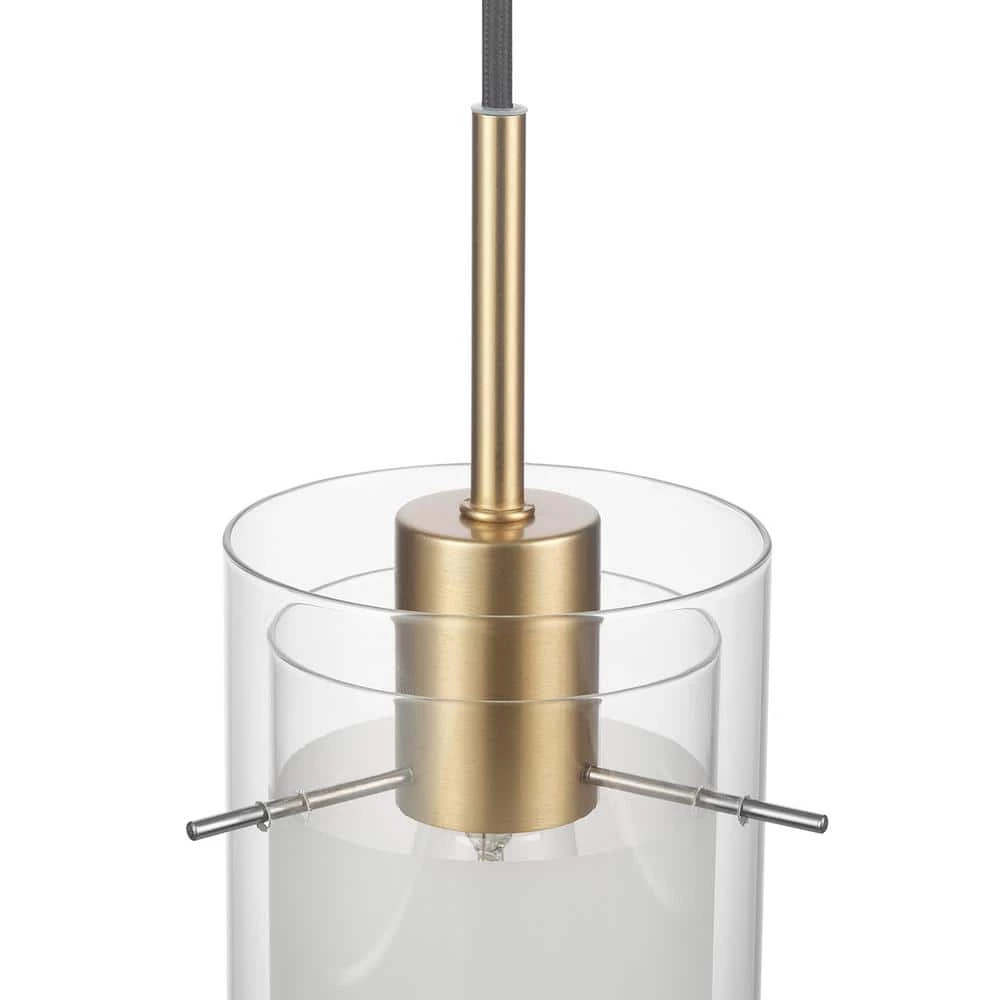 Sydney 1-Light Matte Brass Pendant Light with Clear Glass Outer Shade and Frosted Glass Insert by Globe Electric 5 Sydney 1-Light Matte Brass Pendant Light with Clear Glass Outer Shade and Frosted Glass Insert by Globe Electric - Image 5