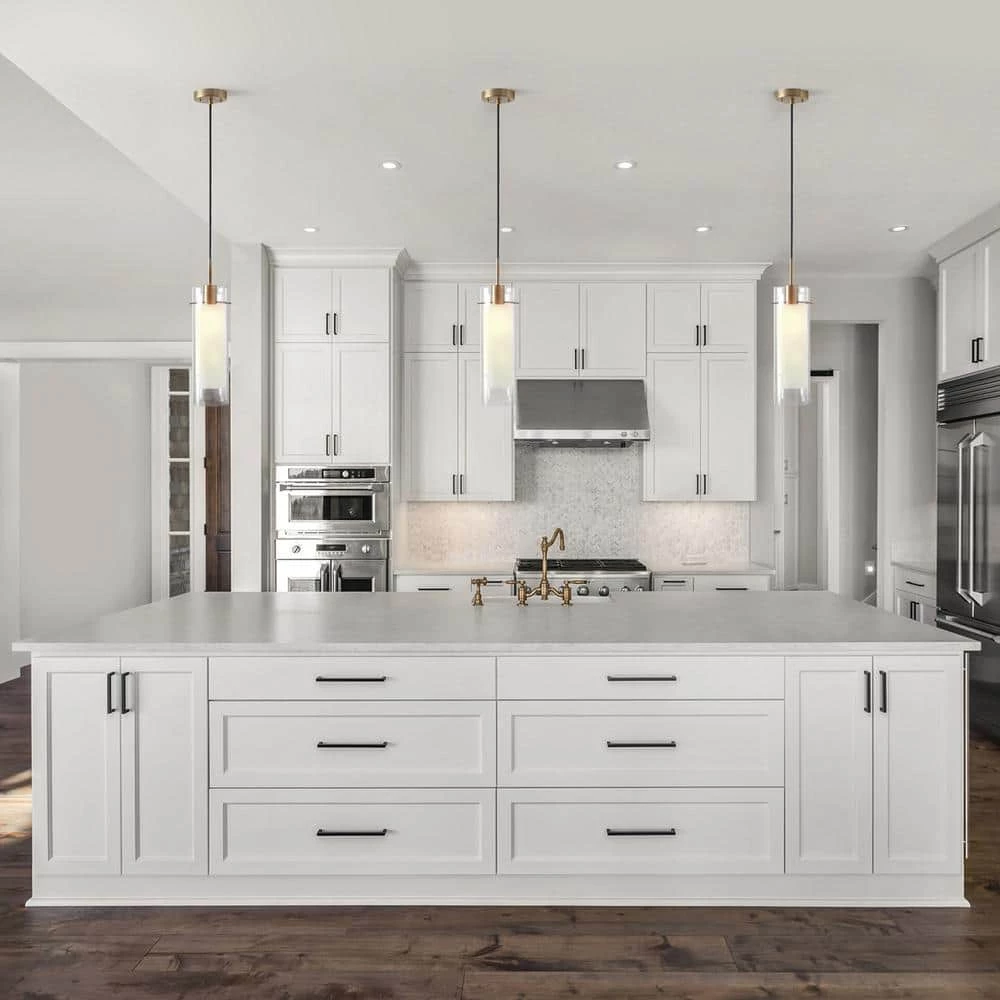 Sydney 1-Light Matte Brass Pendant Light with Clear Glass Outer Shade and Frosted Glass Insert by Globe Electric 3 Sydney 1-Light Matte Brass Pendant Light with Clear Glass Outer Shade and Frosted Glass Insert by Globe Electric - Image 3