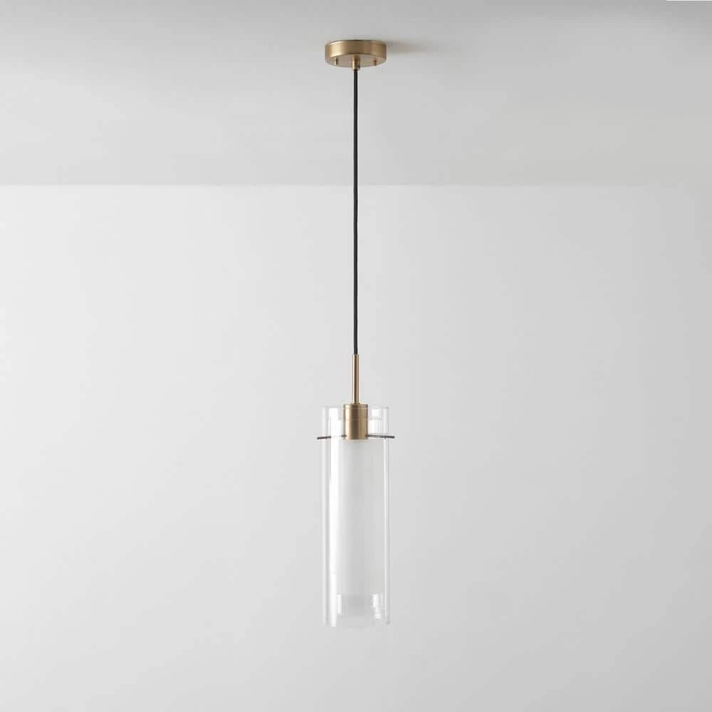 Sydney 1-Light Matte Brass Pendant Light with Clear Glass Outer Shade and Frosted Glass Insert by Globe Electric 7 Sydney 1-Light Matte Brass Pendant Light with Clear Glass Outer Shade and Frosted Glass Insert by Globe Electric - Image 7