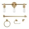 Alexandria 21.4 in. 3-Light Matte Brass Vanity Light with Bath Set (5-Piece) by Globe Electric