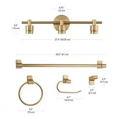 Alexandria 21.4 in. 3-Light Matte Brass Vanity Light with Bath Set (5-Piece) by Globe Electric -Deals Globe Electric Store matte brass globe electric vanity lighting 51563 fa 1000