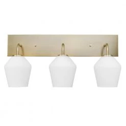 Raja 24 in. 3-Lights Matte Brass Vanity Light with Opal Glass Shades by Globe Electric -Deals Globe Electric Store matte brass globe electric vanity lighting 51615 44 1000