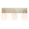 Raja 24 in. 3-Lights Matte Brass Vanity Light with Opal Glass Shades by Globe Electric