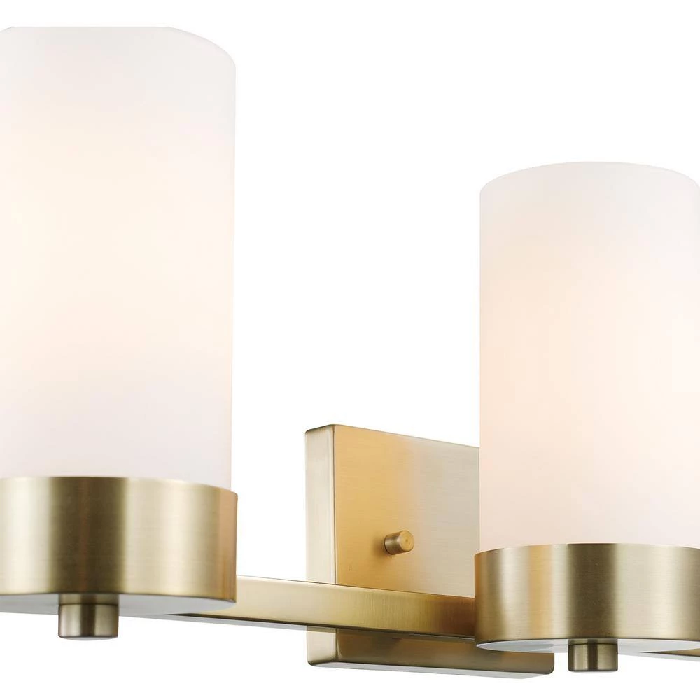 Marcie 24 in. 3-Light Matte brass Vanity Light with Frosted Glass Shades by Globe Electric 5 Marcie 24 in. 3-Light Matte brass Vanity Light with Frosted Glass Shades by Globe Electric - Image 5